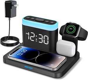 YORTOT Wireless Charging Station with Alarm Clock