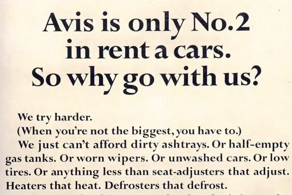 Avis 1962 print ad — When you're only No. 2, you try harder
