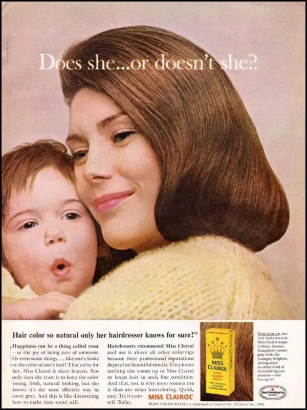 Clairol Does She or Doesn't She 1950s hair color print advertisement