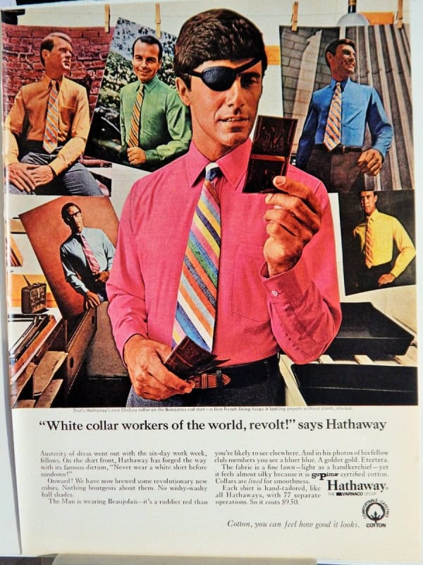 Hathaway shirt ad featuring the man with the black eyepatch