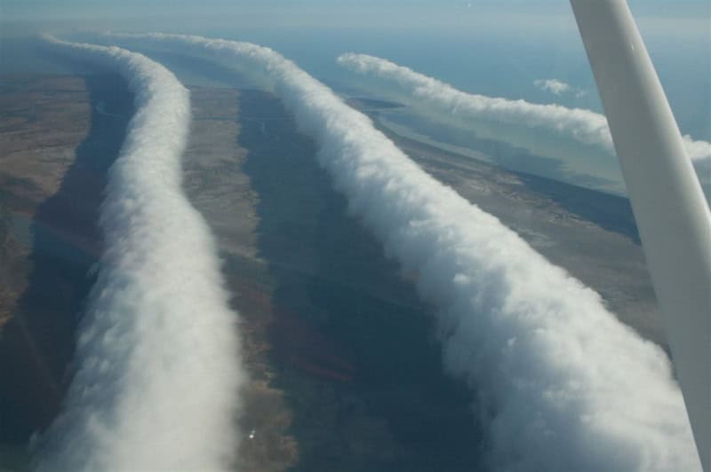 Morning Glory cloud stretching as a long tube across the sky over the Gulf of Carpentaria in Queensland