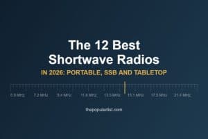 Title card reading The 12 Best Shortwave Radios in 2026: Portable, SSB and Tabletop, over a shortwave frequency scale