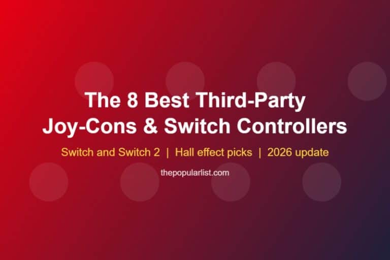 Title card reading The 8 Best Third-Party Joy-Cons and Switch Controllers, Switch and Switch 2, Hall effect picks, 2026 update