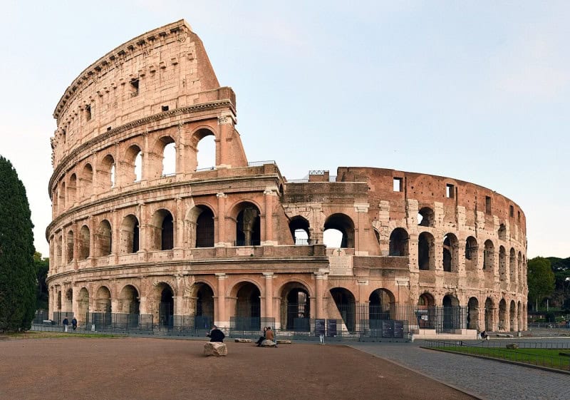 The Colosseum in Rome seen from outside, with its tiers of arches