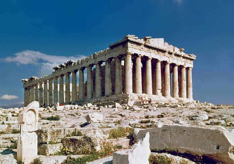 The Parthenon on the Acropolis in Athens, its columns lit by afternoon sun