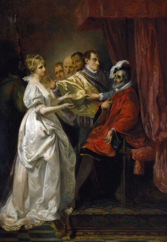 Helena choosing Bertram before the King of France, painted by Francis Wheatley for the Boydell Shakespeare Gallery, 1793