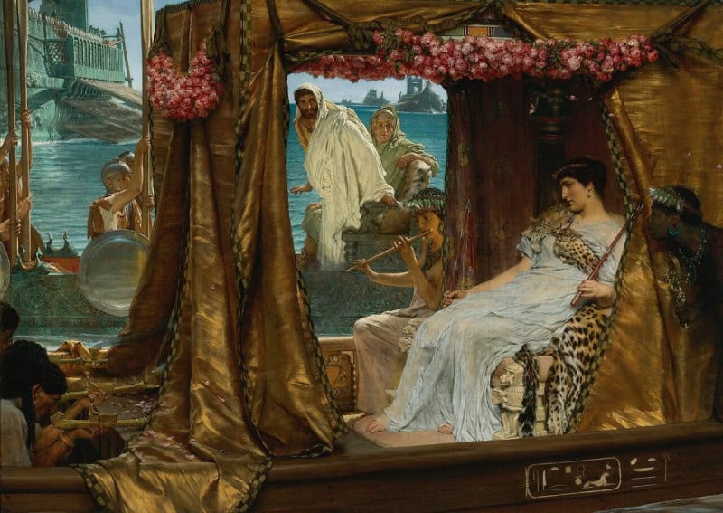 The Meeting of Antony and Cleopatra by Lawrence Alma-Tadema, 1885, Cleopatra on her barge