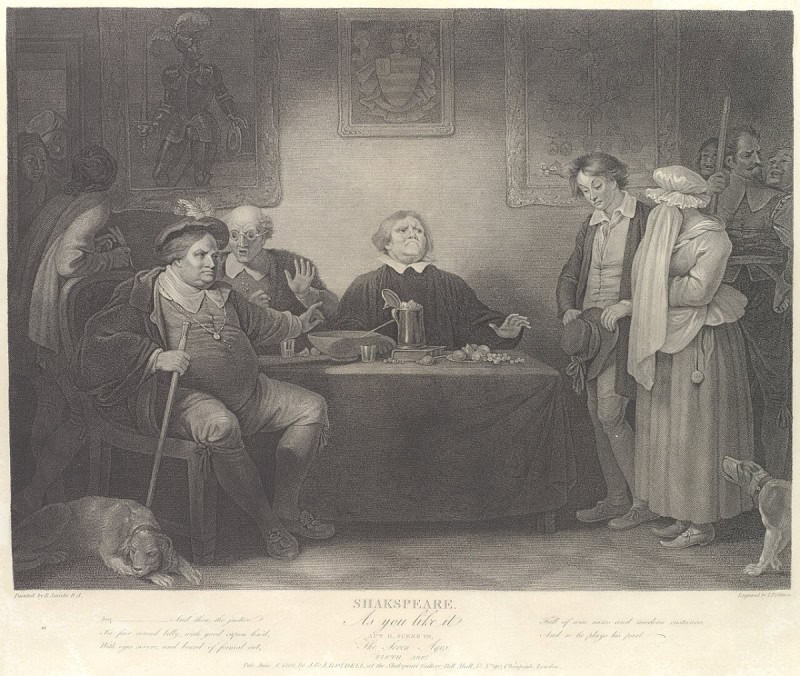 The Justice, fifth of the Seven Ages of Man from As You Like It, engraving after Robert Smirke for the Boydell Shakespeare Gallery, 1801