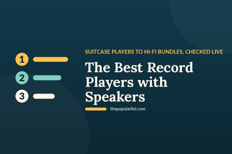 Title card: The Best Record Players with Speakers, suitcase players to hi-fi bundles, checked live