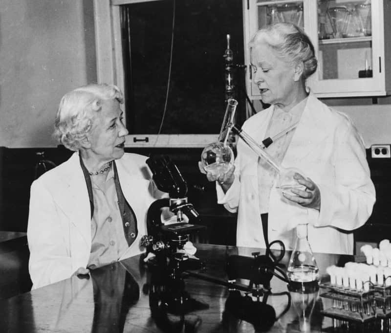 Elizabeth Lee Hazen and Rachel Fuller Brown, developers of the antifungal nystatin, in their laboratory in the 1950s