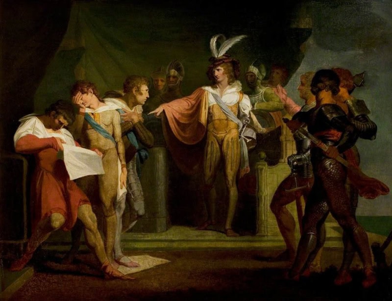 Henry V confronting the three conspirators at Southampton, painted by Henry Fuseli for the Boydell Shakespeare Gallery