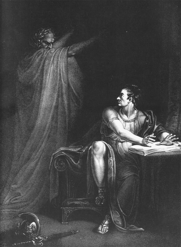 Brutus visited by the ghost of Caesar in his tent, engraving of 1802