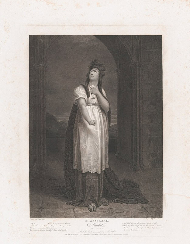 Lady Macbeth reading the letter, engraving after Richard Westall for the Boydell Shakespeare Gallery