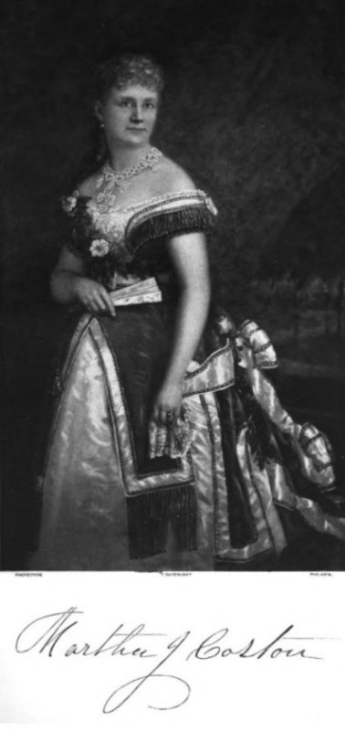 Engraved portrait of Martha Coston, who developed the Coston night signal flare, 1886