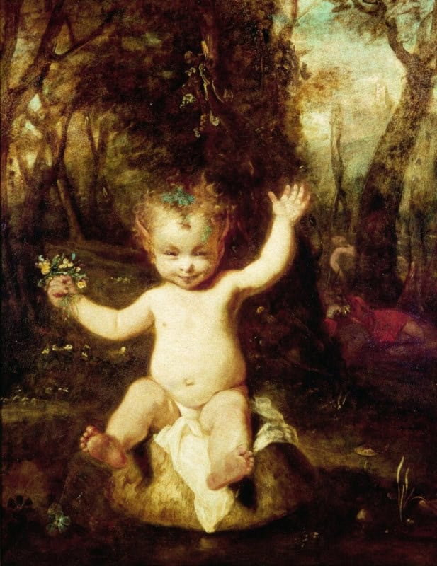 Puck seated on a toadstool, painted by Joshua Reynolds for the Boydell Shakespeare Gallery, 1789