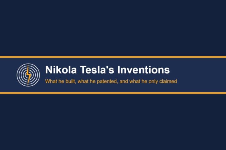 Title card reading Nikola Tesla's Inventions with a coil and lightning-bolt graphic