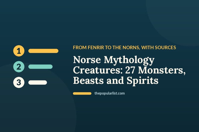 Title card: Norse Mythology Creatures, 27 Monsters, Beasts and Spirits