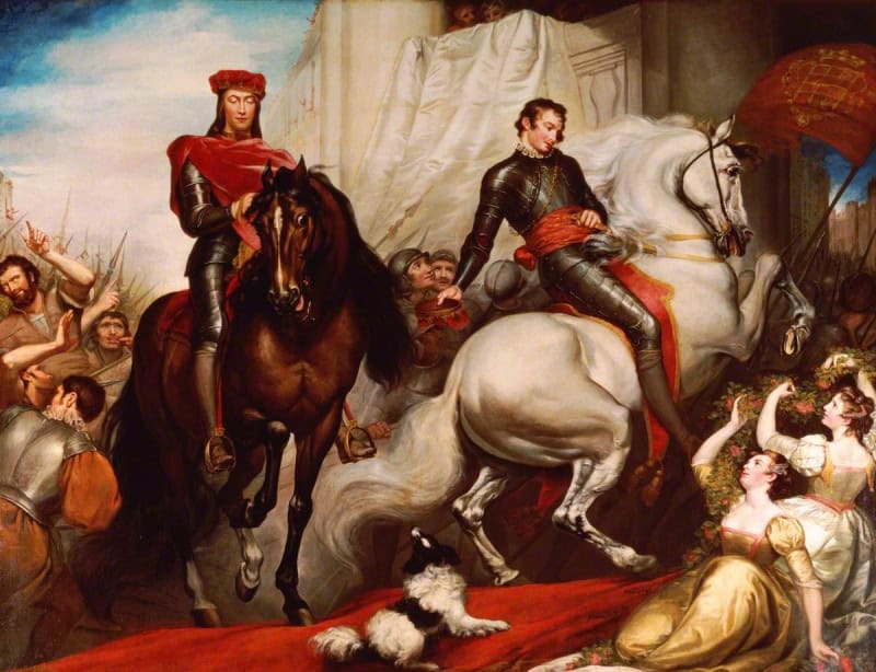 The entry of Richard II and Bolingbroke into London, painted by James Northcote for the Boydell Shakespeare Gallery